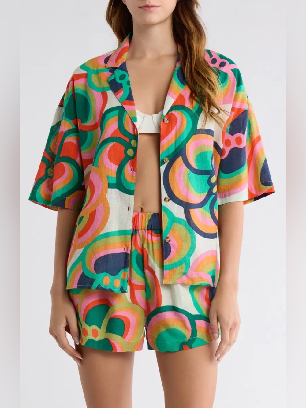 NWT Billabong x Mami Wata Beach Side Short Sleeve Cotton Shirt - Picture 3 of 7